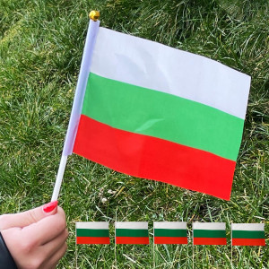 Пет български знаменца на дръжка, размер 20х13 см, дръжка 30 см, трибагреник