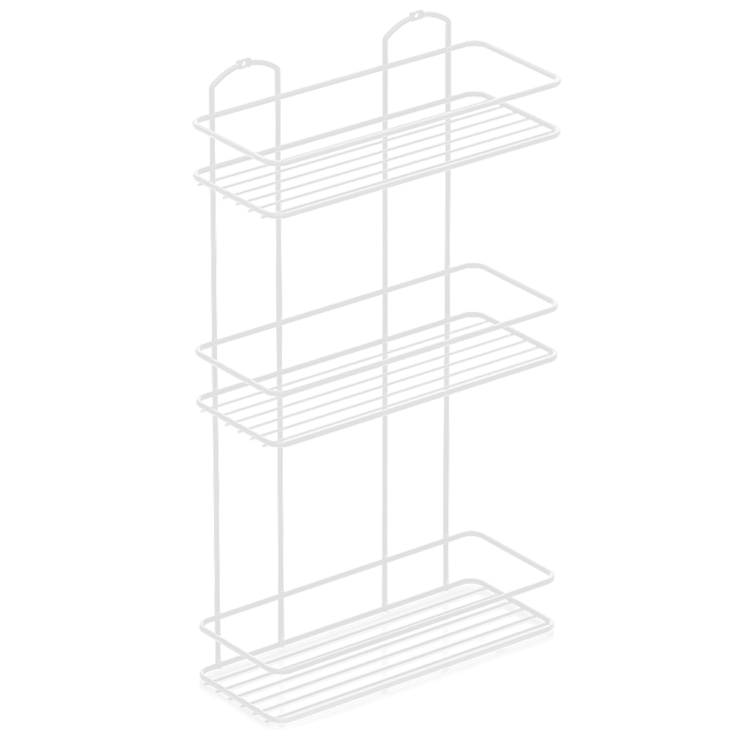 Правоъгълна етажерка за баня на 3 нива BK 019W, 30х12х55 см, Закрепване с дюбел, Бял