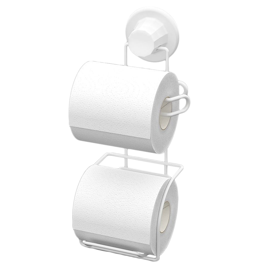 Двойна поставка за тоалетна хартия TEKNO TEL TR DM 282W, 14х14х30 см, Вакуум, Бял