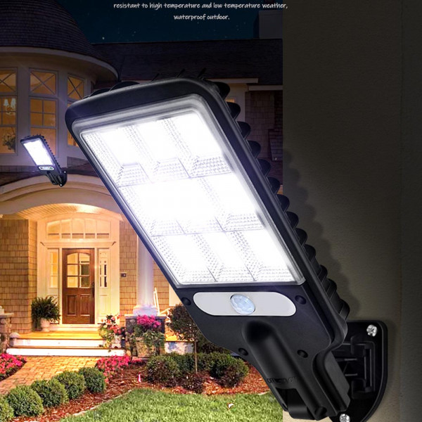 Мощна соларна COB лампа за стена Т-210-C с дистанционно и сензор - ефективна и икономична, издръжлива на външни условия