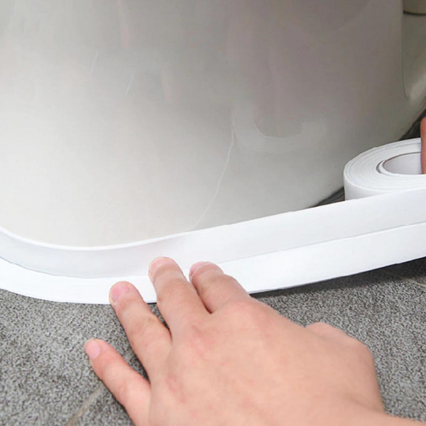 Самозалепваща силиконова бяла лента за фуги и ъгли, кухня и баня, 3.8см х 3м, водоустойчива, декор25, BF23
