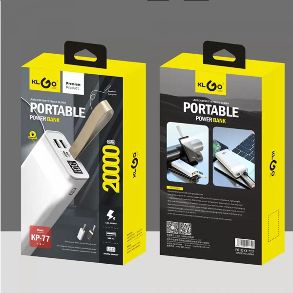 KLGO преносима батерия 20000mAh  KP-77, Power Bank