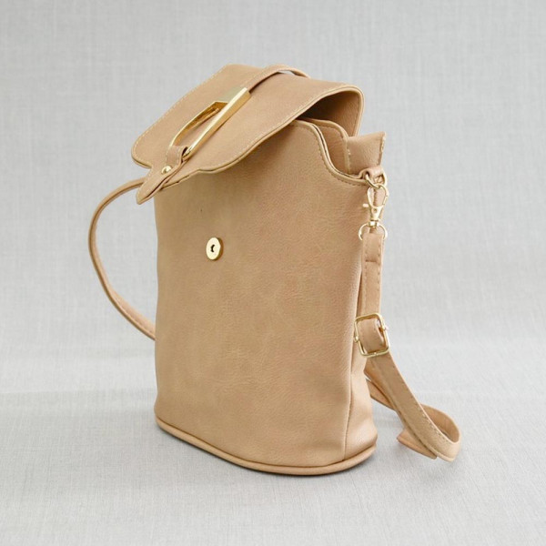 Компкатна дамска чанта от еко кожа BEIGE 1499