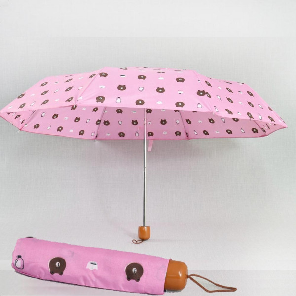 Нежен цветен чадър с мечета PINK -1055