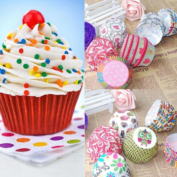 100бр Хартиени кошнички за мъфинии кексчета, цветни