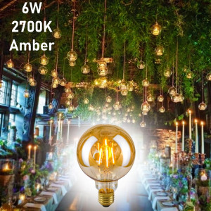 6W Средна ретро винтидж LED крушка E27, LED BULB 2700K, огледална повърхност, amber кехлибар, винтидж крушка, BF22