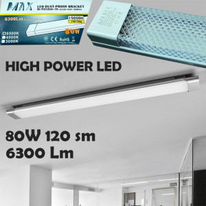 Тройно LED тяло 120 см 80W 6500К ярка студено бяла светлина 9000 Lm, кристал, long LED