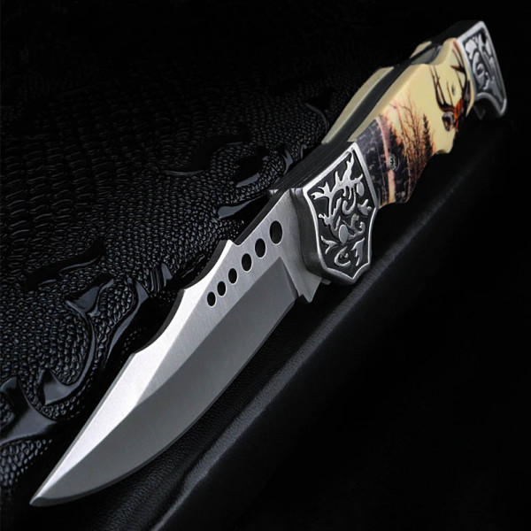 Бутиков сгъваем ловен нож ОЛЕНь, стомана 7CR17MOV, 56HRc, BF22