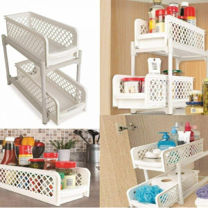 Органайзер с два плъзгащи се рафта за кухнята, банята и килера, BF22