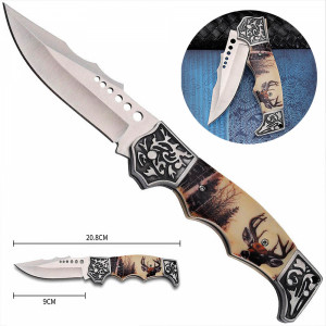 Бутиков сгъваем ловен нож ОЛЕНь, стомана 7CR17MOV, 56HRc, BF22