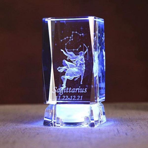 3D лазерно гравиранa фигурка SAGITTARIUS със зодиакален знак и съзвездие  СТРЕЛЕЦ, светеща