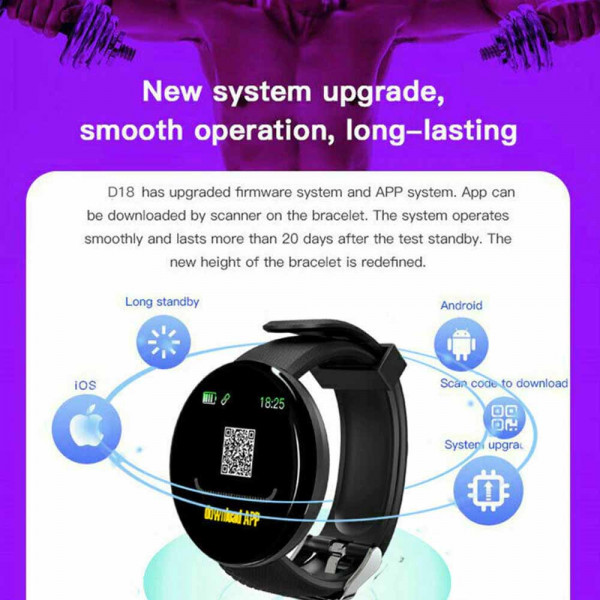 Смарт часовник No brand D18, 44mm, Bluetooth, IP67 -  ЗЕЛЕН