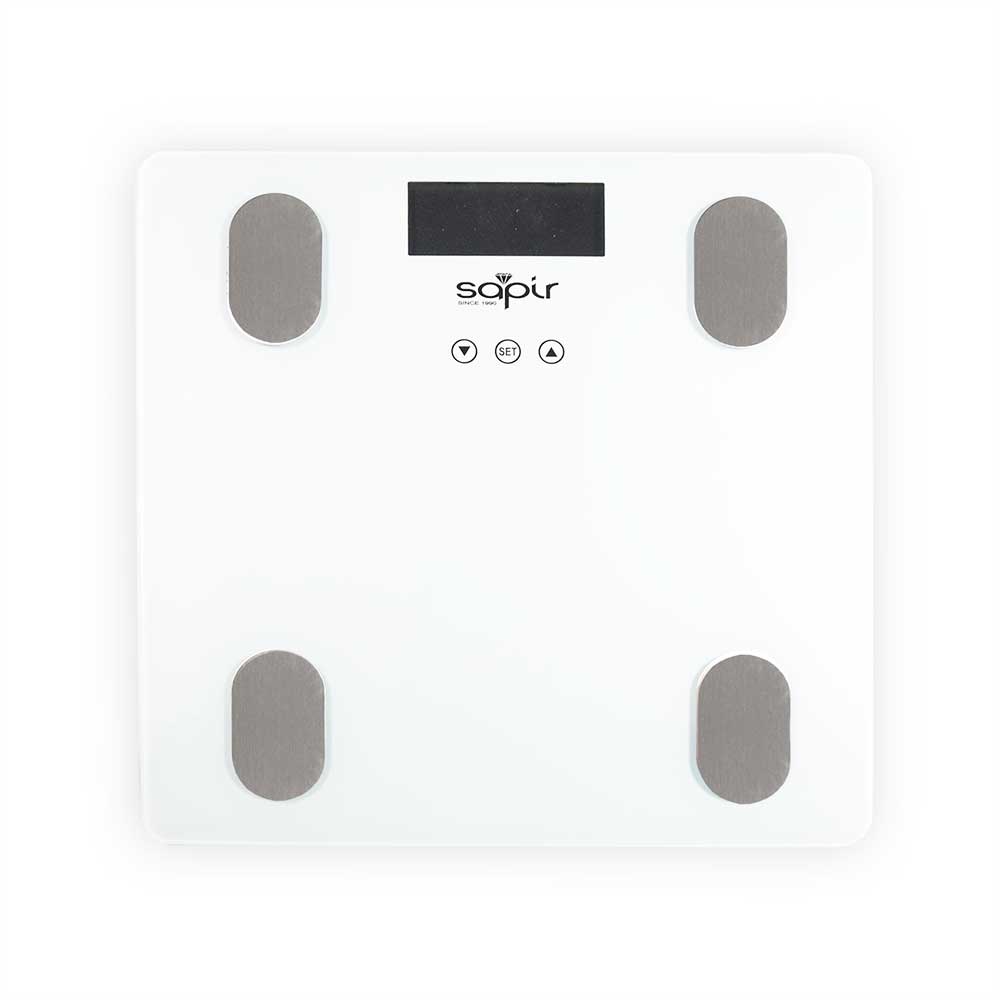 Дигитален кантар-анализатор Sapir SP 1650 AC, LCD екран, BMI, 180 кг, Бял