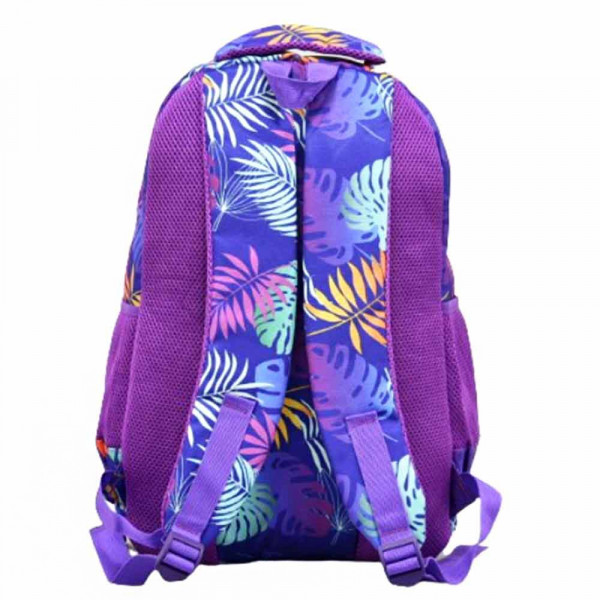 Голяма ученическа раница Durable 1825 PURPLE LEAVES с много джобчета и дишащ гръб, свеж десен, 44 см