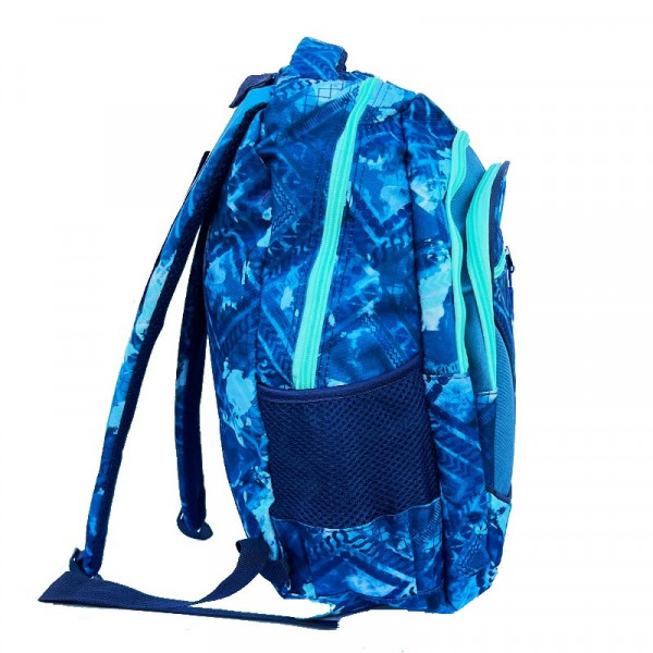 Ученическа раница "New Wining" BLUE/GREEN 3457 непромокаема, с много джобчета, свеж десен, синьо/зелена