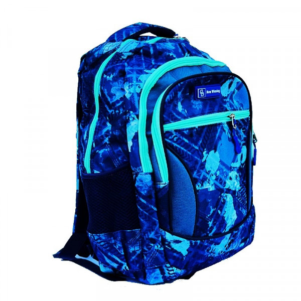 Ученическа раница "New Wining" BLUE/GREEN 3457 непромокаема, с много джобчета, свеж десен, синьо/зелена