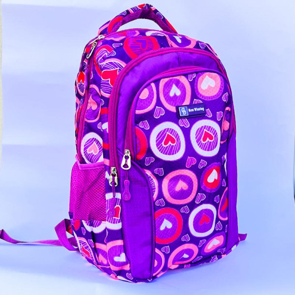 Ученическа раница "New Wining" PURPLE 3453 непромокаема, с много джобчета, свеж десен, лилава