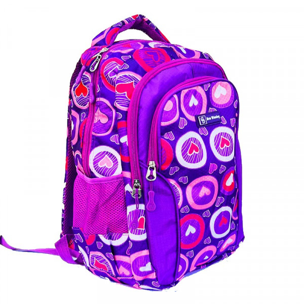 Ученическа раница "New Wining" PURPLE 3453 непромокаема, с много джобчета, свеж десен, лилава