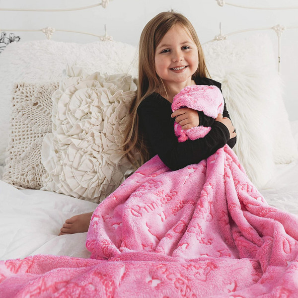 ГОЛЯМО магическо детско одеяло, светещо в тъмното NIGHT SKY PINK - розов цвят, ТОП РАЗМЕР, BF23