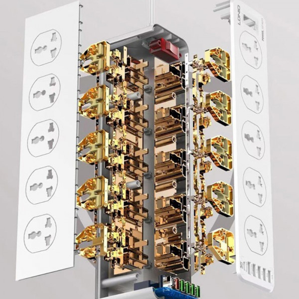 16в1 Разклонител LDNIO 30W, 10 х Гнезда, 1 PD, 1 QC, 4 USB, EU Plug - Atron