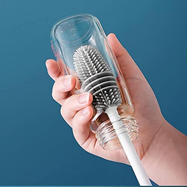 Силиконова мулти четка за лесно миене на чаши, буркани, шишета и др., с дръжка, BF22
