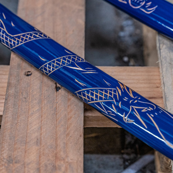Голям традиционен японски меч КАТАНА BLOOD BLUE DRAGON с дървен калъф и дърворезби