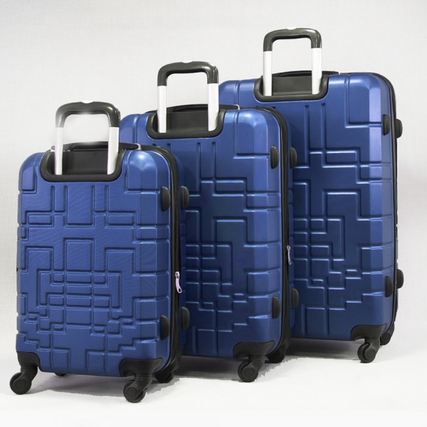 Три пластмасови авио куфари ABS 7068 BLUE, здрави, леки и безшумни