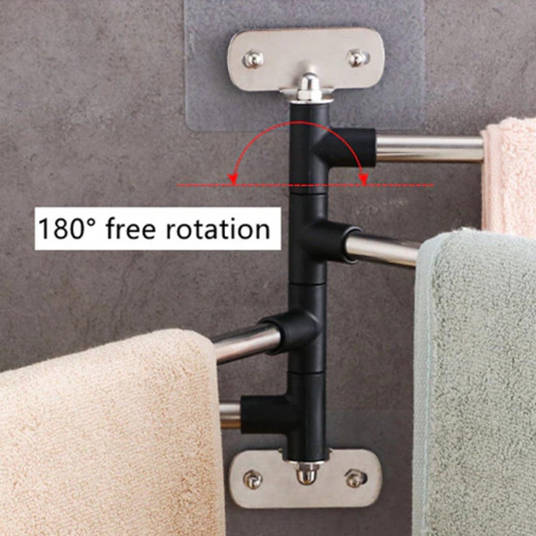 180° Самозалепваща се закачалка за баня или кухня с пет рамена за кърпи и др., монтиране без пробиване, BF22