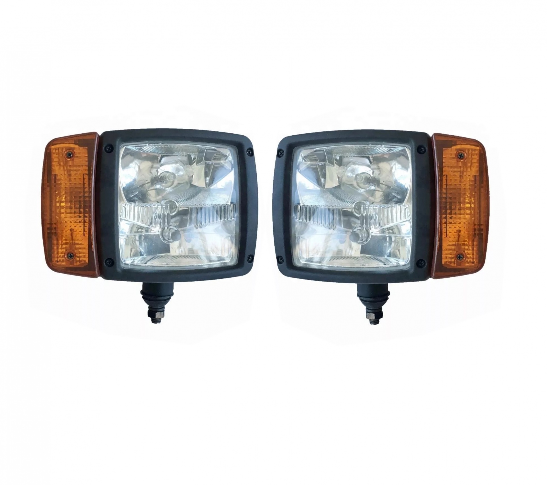 Комплект универсални външни фарове с мигачи мигач къси / дълги светкини подходящи за трактор мотокар багер комбайн снегорин и др.