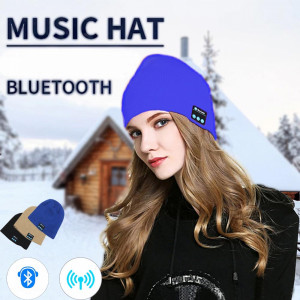 Музикална MP3 шапка с вградени Bluetooth слушалки за музика - BLUE,...