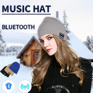 Музикална MP3 шапка с вградени Bluetooth слушалки за музика - GREY,...