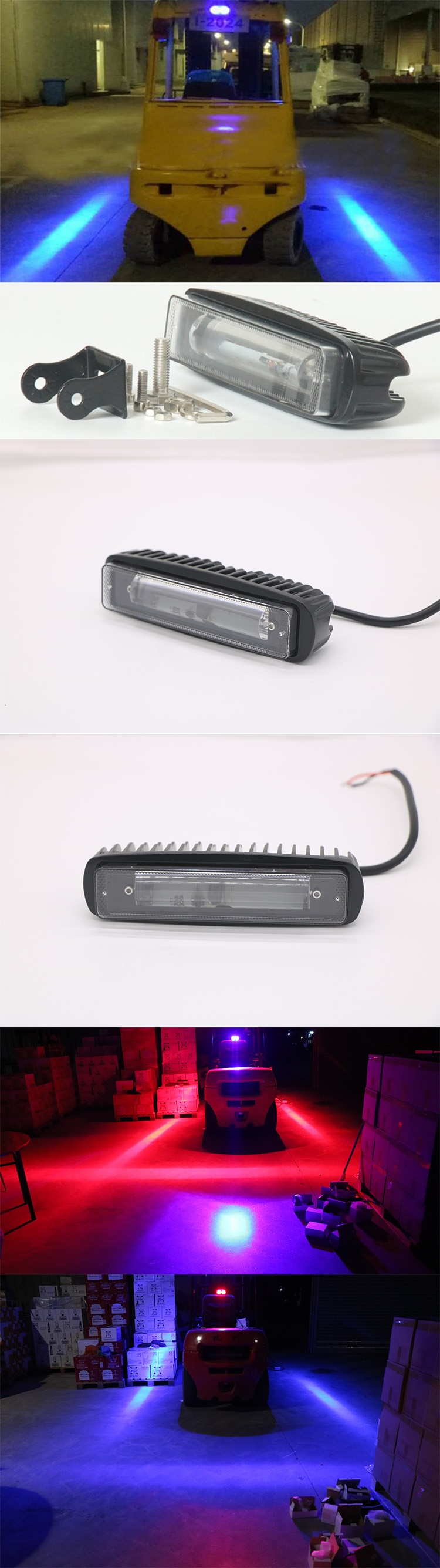 Универсална предупредителна LED ЛЕД синя светлина халоген лампа за безопасност 12-80v 30W за мотокар електрокар багер валяк строителни и селскостопанс