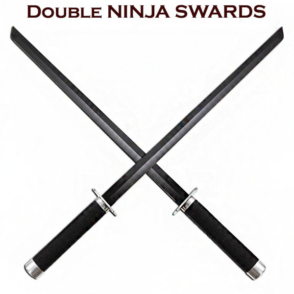 Комплект прави NINJA TWIN мечове в калъфи, много остро заточване, 26", въглеродна стомана, BF22
