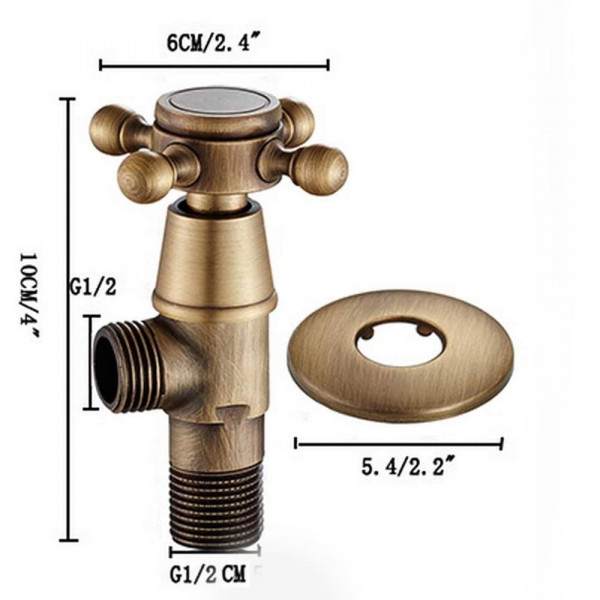 Луксозен сервизен спирателен кран за студена вода - ретро, месинг