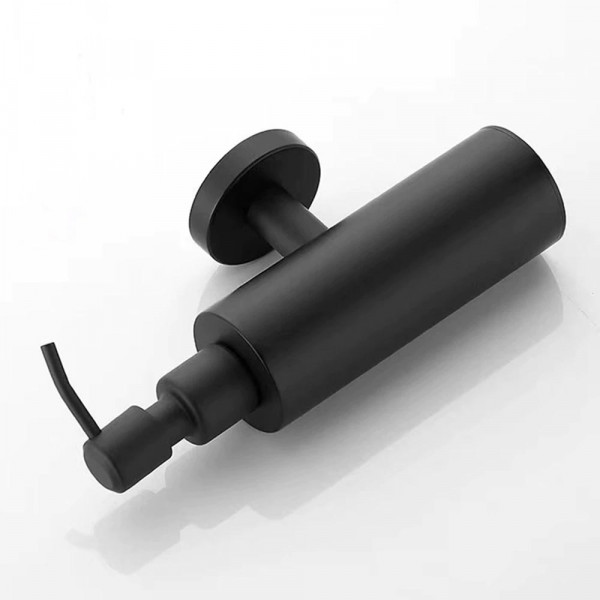 Модерен луксозен дозатор за течен сапун за стенен монтаж - кръгъл, 250ml, черен мат, за баня или кухня