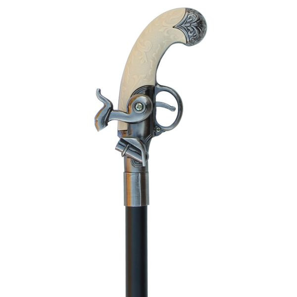 Елегантен и стилен бастун с кинжал и дръжка ретро пистолет SW-46, чудедсен и стилен подаръ за ценители