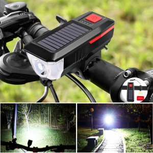 Соларен прожектор за колело с мощна светлина и сирена, функция за...