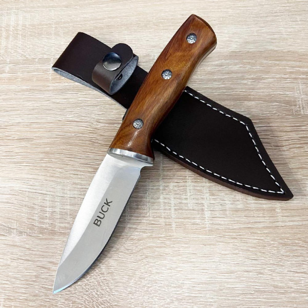 Масивен ловен нож фултанг BUCK, кания телешки бланк BROWN, стомана 9CR18MOV