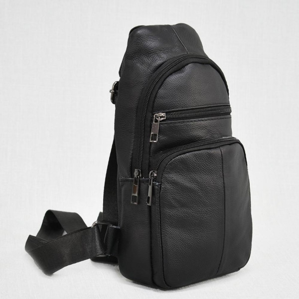 Луксозна чанта от естествена кожа 6727 - унисекс, черна