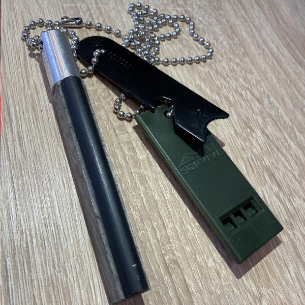 Комплект за оцеляване - свирка, трион, линия и запалака за оцеляване SURVIVE