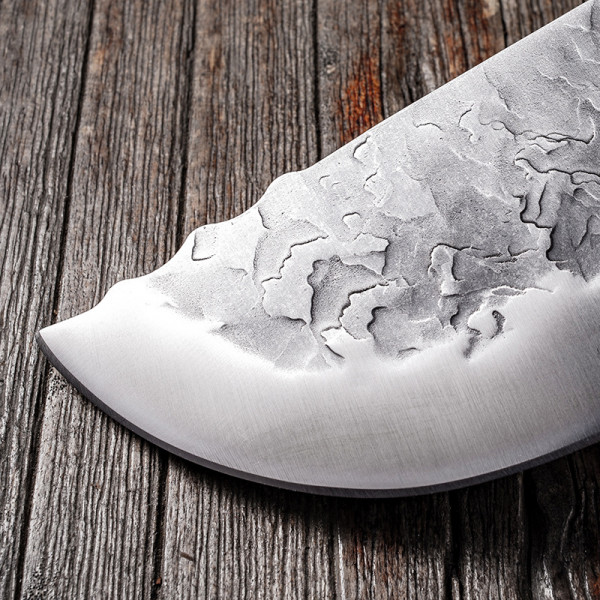 Японски ръчно изработен широк и тежък кухненски нож  BLACKSMITH 05, 382 гр, кована стомана 5CR13Mov, фултанг, BF23