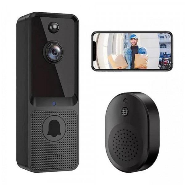 WiFi смарт видео звънец - интелигентен с двупосочно аудио, детекция на движение, нощно виждане, приложение за телефон, лесна настройка, 1080P T6, SmartHome