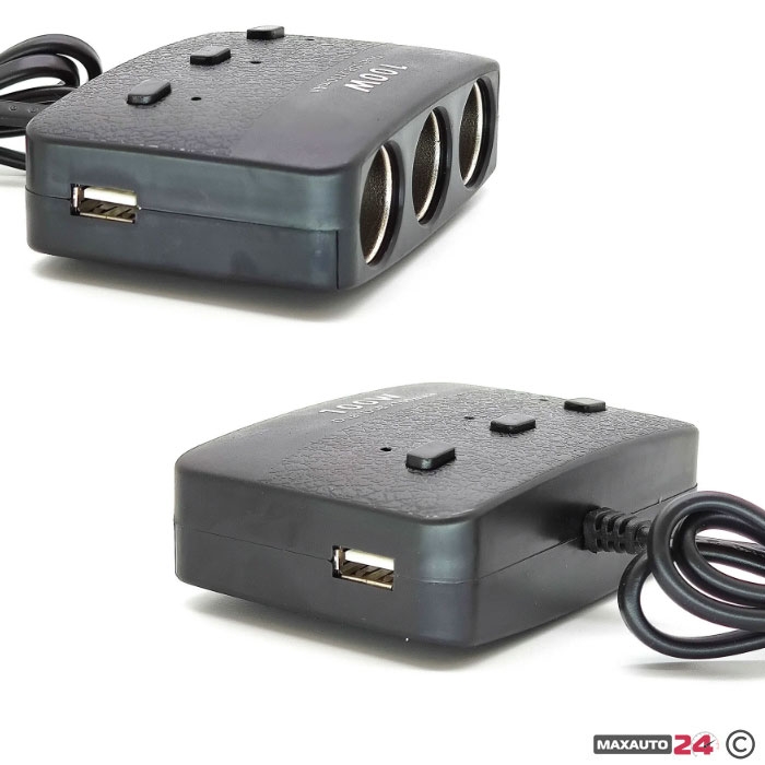 Разклонител за запалка 3-ка + 2 USB 1636