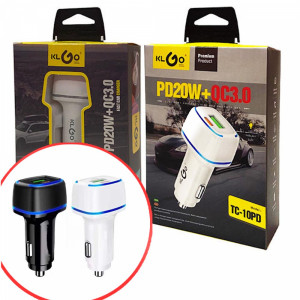 GSM автозарядно за кола TC-10PD, 12V/24V на 5V 3,0A Type C + USB Fast Charge KLGo