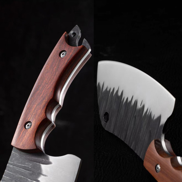 Японски ръчно изработен кухненски мулти нож  BLACKSMITH 027, 352 гр, кована стомана 5CR13Mov, фултанг
