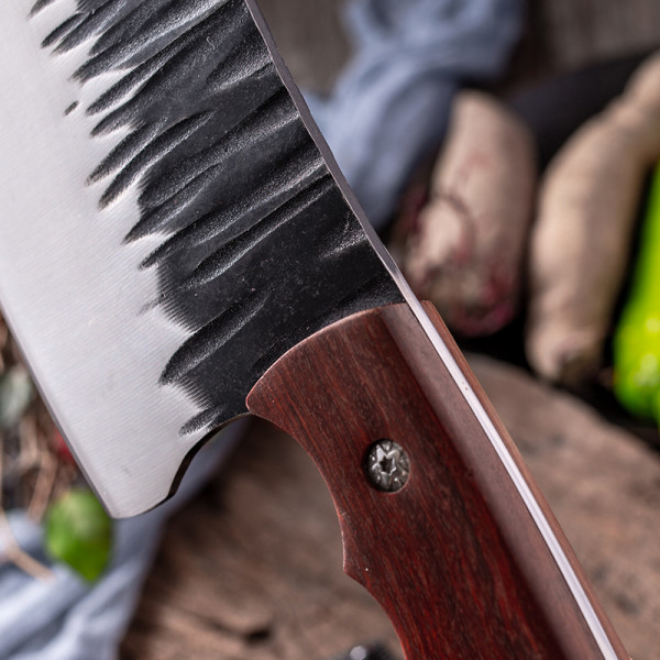 Японски ръчно изработен кухненски мулти нож  BLACKSMITH 027, 352 гр, кована стомана 5CR13Mov, фултанг
