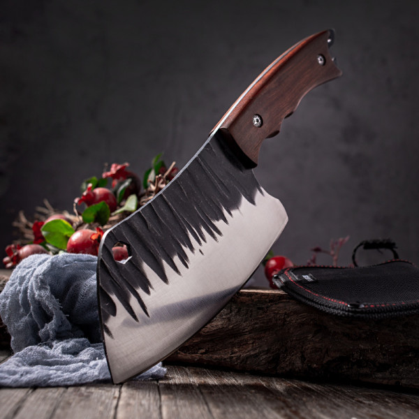 Японски ръчно изработен кухненски мулти нож  BLACKSMITH 027, 352 гр, кована стомана 5CR13Mov, фултанг