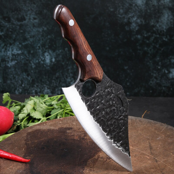 Японски ръчно изработен кухненски нож  BLACKSMITH 035, 325 гр, кована стомана 5CR13Mov, фултанг