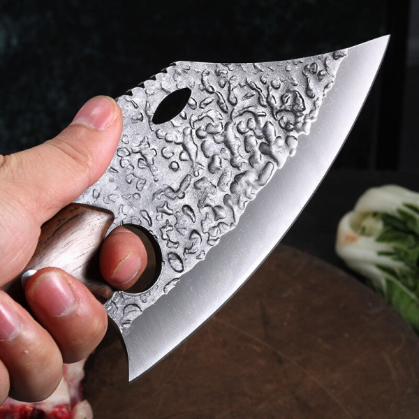 Японски ръчно изработен кухненски нож  BLACKSMITH 035, 325 гр, кована стомана 5CR13Mov, фултанг