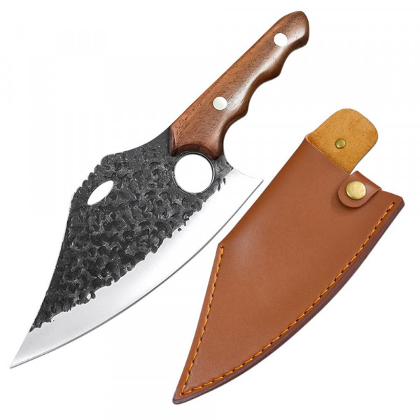 Японски ръчно изработен кухненски нож  BLACKSMITH 035, 325 гр, кована стомана 5CR13Mov, фултанг
